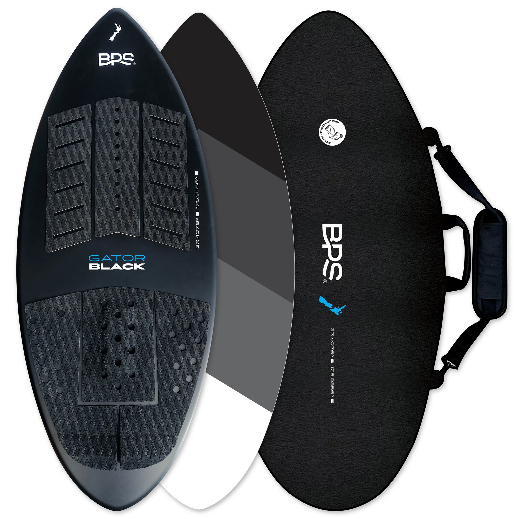 BPS 'GATOR BLACK' Fiberglass Skimboard