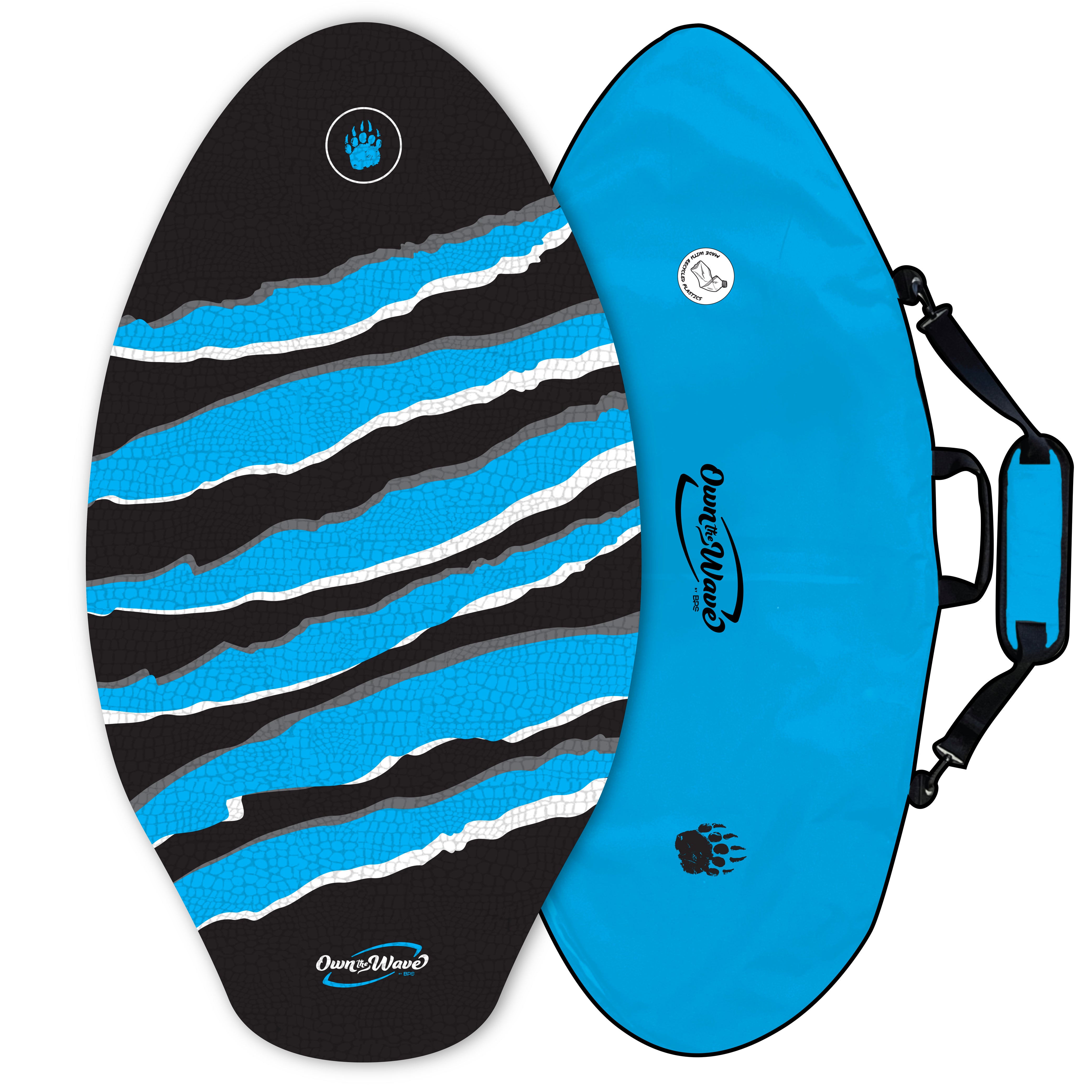 Own the Wave 'Black Clawstrike' Skimboard with Carry Bag