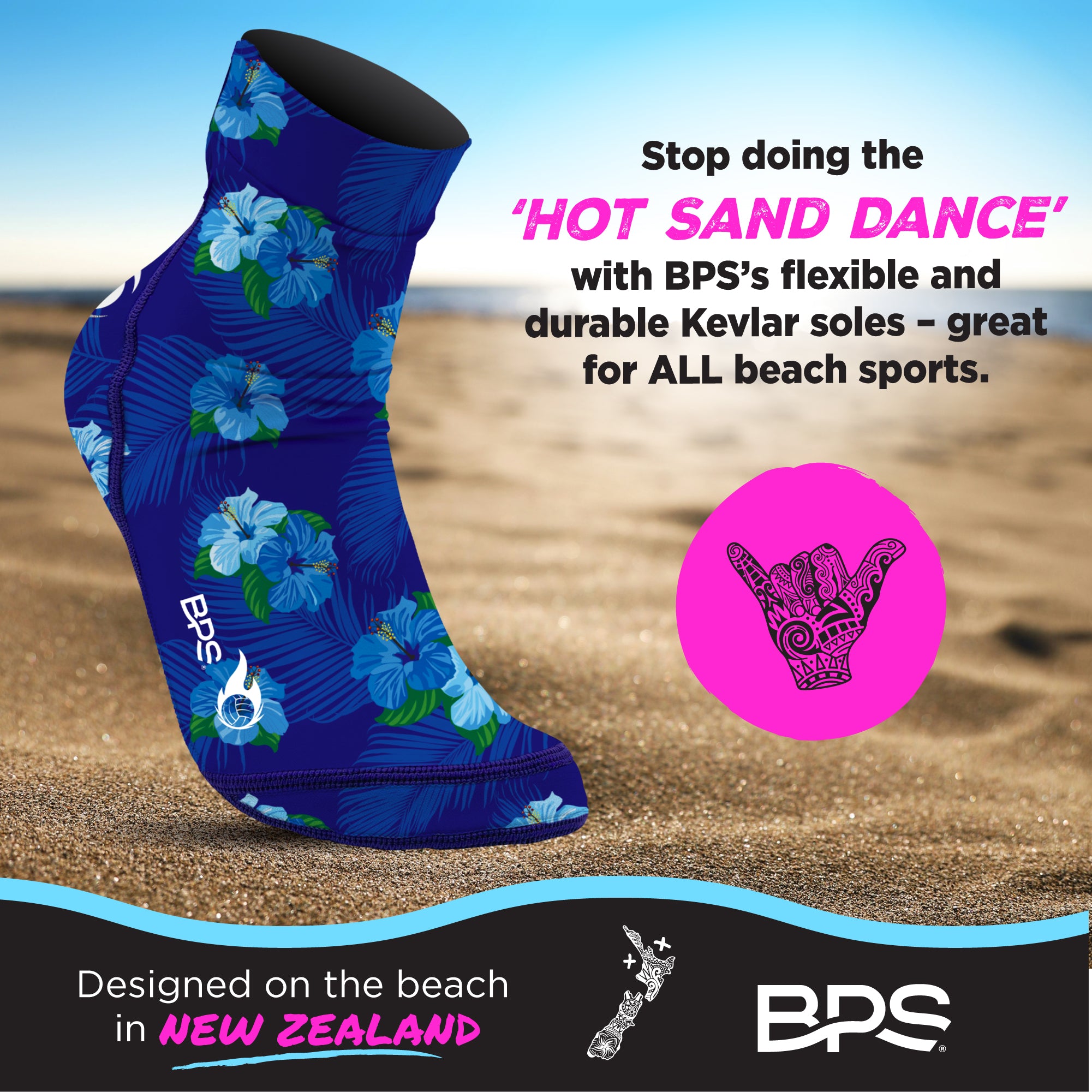 BPS Piha Sport Sand Socks – Kevlar Grip for Beach Volleyball