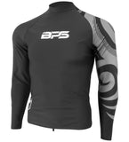 BPS Long Sleeve Rashguard Small / Patterned Charcoal & Grey