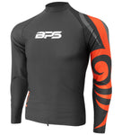 BPS Long Sleeve Rashguard Small / Patterned Charcoal & Orange