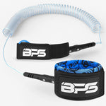 BPS 'Storm' 10' SUP Coiled Leash Koru / Light Blue w/ Waterproof Bag