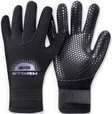 BPS 'Storm' 5mm Dive Gloves Black with Lilac Grey / XS