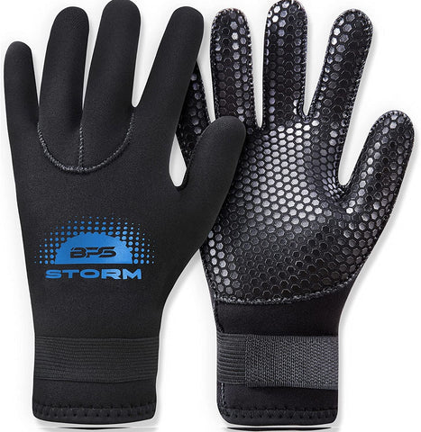 BPS 'Storm' 5mm Dive Gloves Black with Snorkel Blue / XS